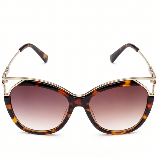Classic Tortoiseshell Cat Eye Sunglasses Double Bridge